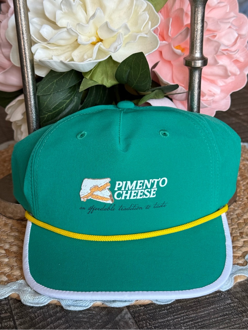 Masters Inspired Swannies Golf ⛳️ Pimento Cheese Kids Green Rope-Trim Hat